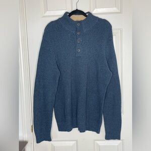 G.H. Bass & Co Men’s Blue Button Mock Neck Sweater Classic Knit | XL
